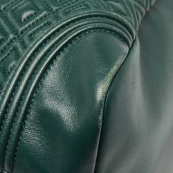 Pre Owned Tory Burch Green Leather Fleming Top Zip Shoulder Bag