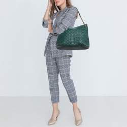 Pre Owned Tory Burch Green Leather Fleming Top Zip Shoulder Bag