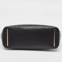 Pre Owned Tory Burch Black Laser Cut Saffiano Leather Double Zip Robinson Tote