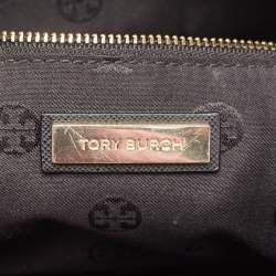 Pre Owned Tory Burch Black Laser Cut Saffiano Leather Double Zip Robinson Tote