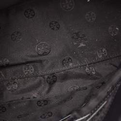 Pre Owned Tory Burch Black Laser Cut Saffiano Leather Double Zip Robinson Tote