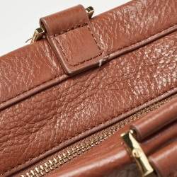 Pre Owned Tory Burch Cream/Brown Leather Tote