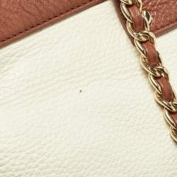 Pre Owned Tory Burch Cream/Brown Leather Tote