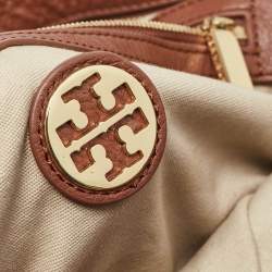 Pre Owned Tory Burch Cream/Brown Leather Tote