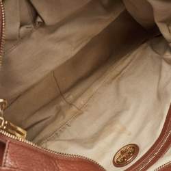 Pre Owned Tory Burch Cream/Brown Leather Tote