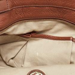 Pre Owned Tory Burch Cream/Brown Leather Tote