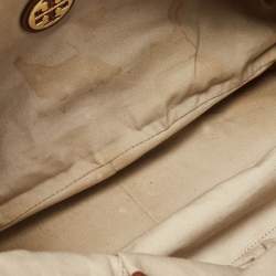 Pre Owned Tory Burch Cream/Brown Leather Tote