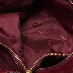 Pre Owned Tory Burch Burgundy Leather Chain Tote