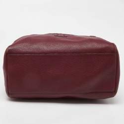 Pre Owned Tory Burch Burgundy Leather Chain Tote