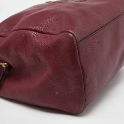 Pre Owned Tory Burch Burgundy Leather Chain Tote