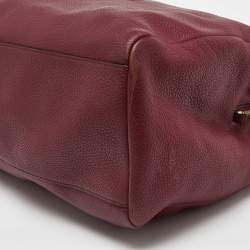 Pre Owned Tory Burch Burgundy Leather Chain Tote