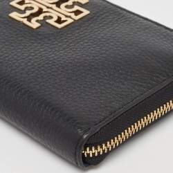 Tory Burch Black Leather Britten Zip Around Wallet
