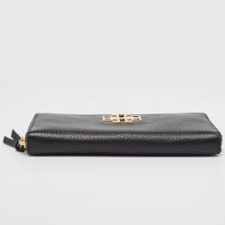 Tory Burch Black Leather Britten Zip Around Wallet