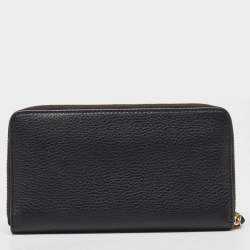Tory Burch Black Leather Britten Zip Around Wallet