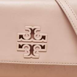Tory Burch Pink Leather Britten Flap Crossbody Bag