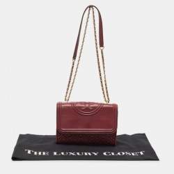 Tory Burch Red Leather Small Fleming Shoulder Bag