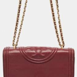 Tory Burch Red Leather Small Fleming Shoulder Bag