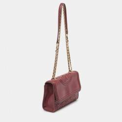 Tory Burch Red Leather Small Fleming Shoulder Bag