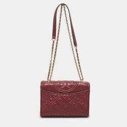 Tory Burch Red Leather Small Fleming Shoulder Bag