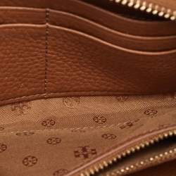 Tory Burch Brown Leather Britten Zip Around Wallet