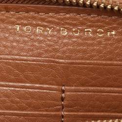 Tory Burch Brown Leather Britten Zip Around Wallet