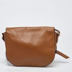 Pre Owned Tory Burch Brown Leather Britten Crossbody Bag