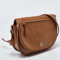 Pre Owned Tory Burch Brown Leather Britten Crossbody Bag