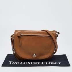 Pre Owned Tory Burch Brown Leather Britten Crossbody Bag