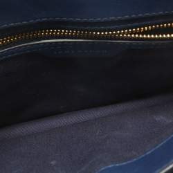 Pre Owned Tory Burch Navy Blue/White Python Embossed Leather Gemini Link Shoulder Bag