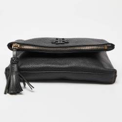 Tory Burch Black Leather Foldover Crossbody Bag