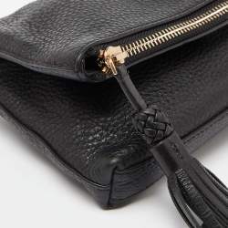 Tory Burch Black Leather Foldover Crossbody Bag