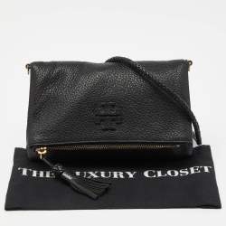 Tory Burch Black Leather Foldover Crossbody Bag