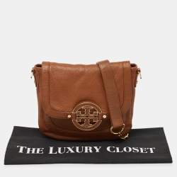 Pre Owned Tory Burch Brown Leather Amanda Crossbody Bag