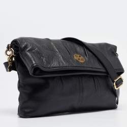 مملوكة مسبقًا حقيبة كتف توري برش جلد أسود قابلة للطي