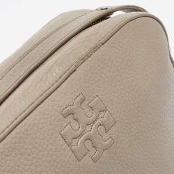 Pre Owned Tory Burch Grey Pebbled Leather Thea Camera Crossbody Bag