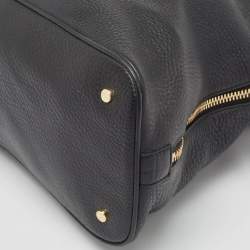 Pre Owned Tory Burch Black Pebbled Leather Side Zip Satchel