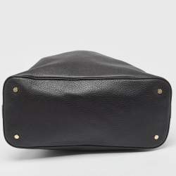 Pre Owned Tory Burch Black Pebbled Leather Side Zip Satchel