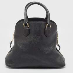 Pre Owned Tory Burch Black Pebbled Leather Side Zip Satchel