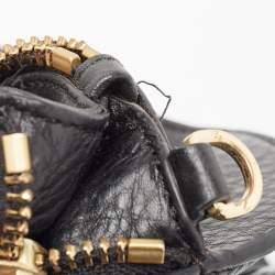 Pre Owned Tory Burch Black Pebbled Leather Side Zip Satchel