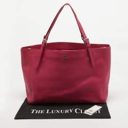 Pre Owned Tory Burch Pink Leather Large York Buckle Tote