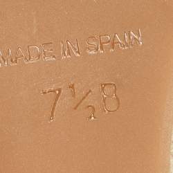 Pre Owned Tory Burch Brown/Beige Canvas and Leather Wedge Sandals Size 37.5