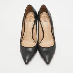 Tory Burch Black Leather Pointed Toe Pumps Size 36.5 