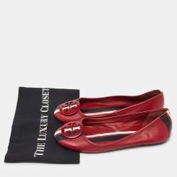 Tory Burch Red Leather Ballet Flats Size 37.5