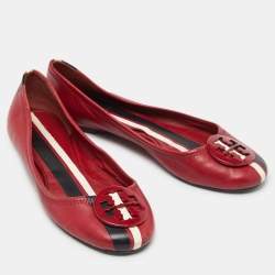 Tory Burch Red Leather Ballet Flats Size 37.5