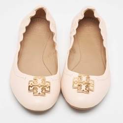 Tory Burch Pink Leather Melinda Scrunch Ballet Flats Size 38.5