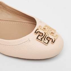 Tory Burch Pink Leather Melinda Scrunch Ballet Flats Size 38.5