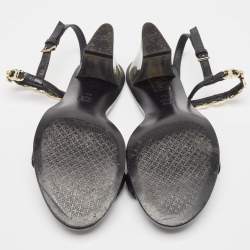 Pre Owned Tory Burch Black Leather Slingback Sandals Size 39.5