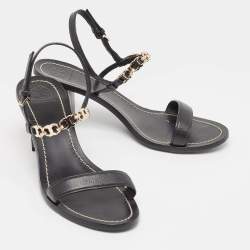 Pre Owned Tory Burch Black Leather Slingback Sandals Size 39.5