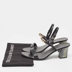 Pre Owned Tory Burch Black Leather Slingback Sandals Size 39.5