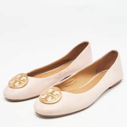 Pre Owned Tory Burch Light Pink Leather Benton Ballet Flats Size 38.5 